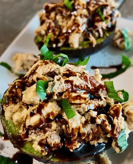 Chicken Caprese Stuffed Avocados