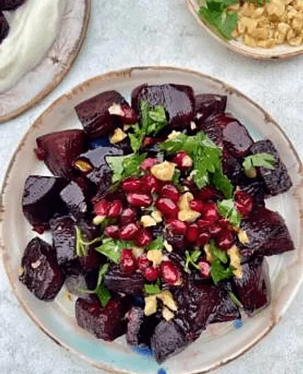 Baked Beetroot with Walnuts & Pomegranate Molasses