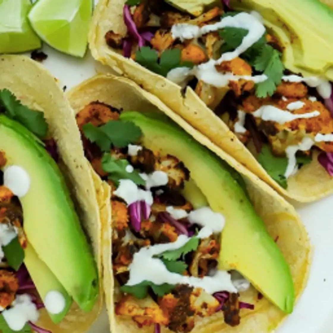 Cauliflower Tacos with Lime Crema