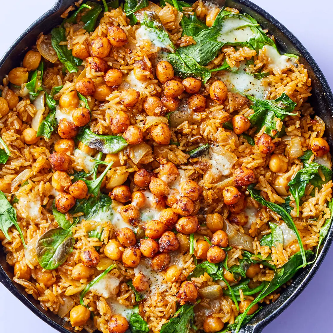 Spinach & Cheddar Skillet Rice