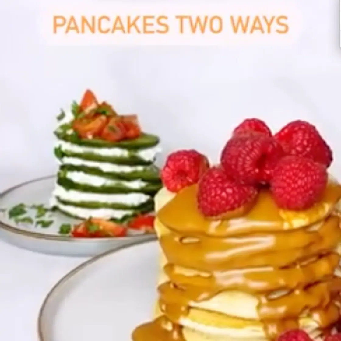 SPINACH, RICOTTA & CHERRY TOMATO PANCAKES.