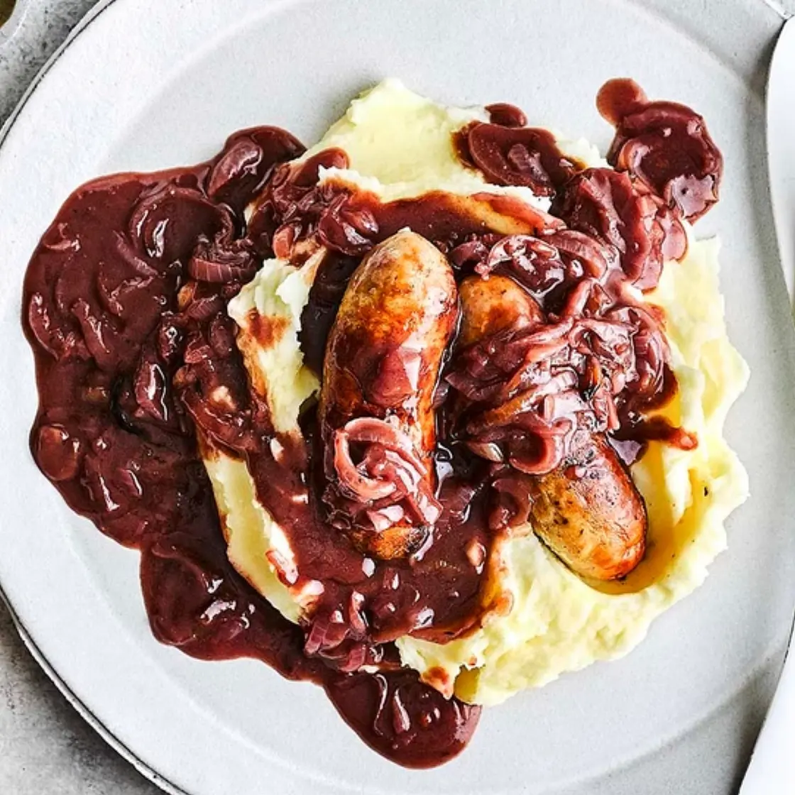 Sausage, Mash and Onion Gravy