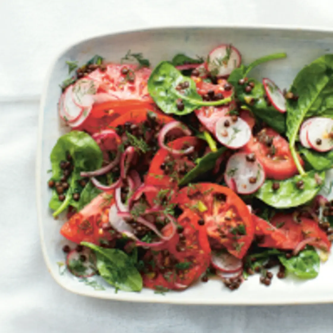Puy Lentil, Spinach & Tomato Salad