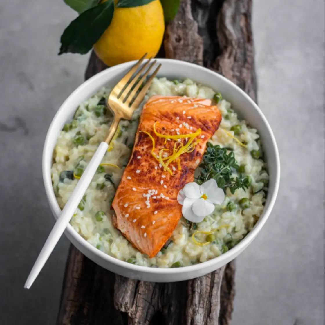Risotto crémeux au parmesan et saumon (3x/semaine)