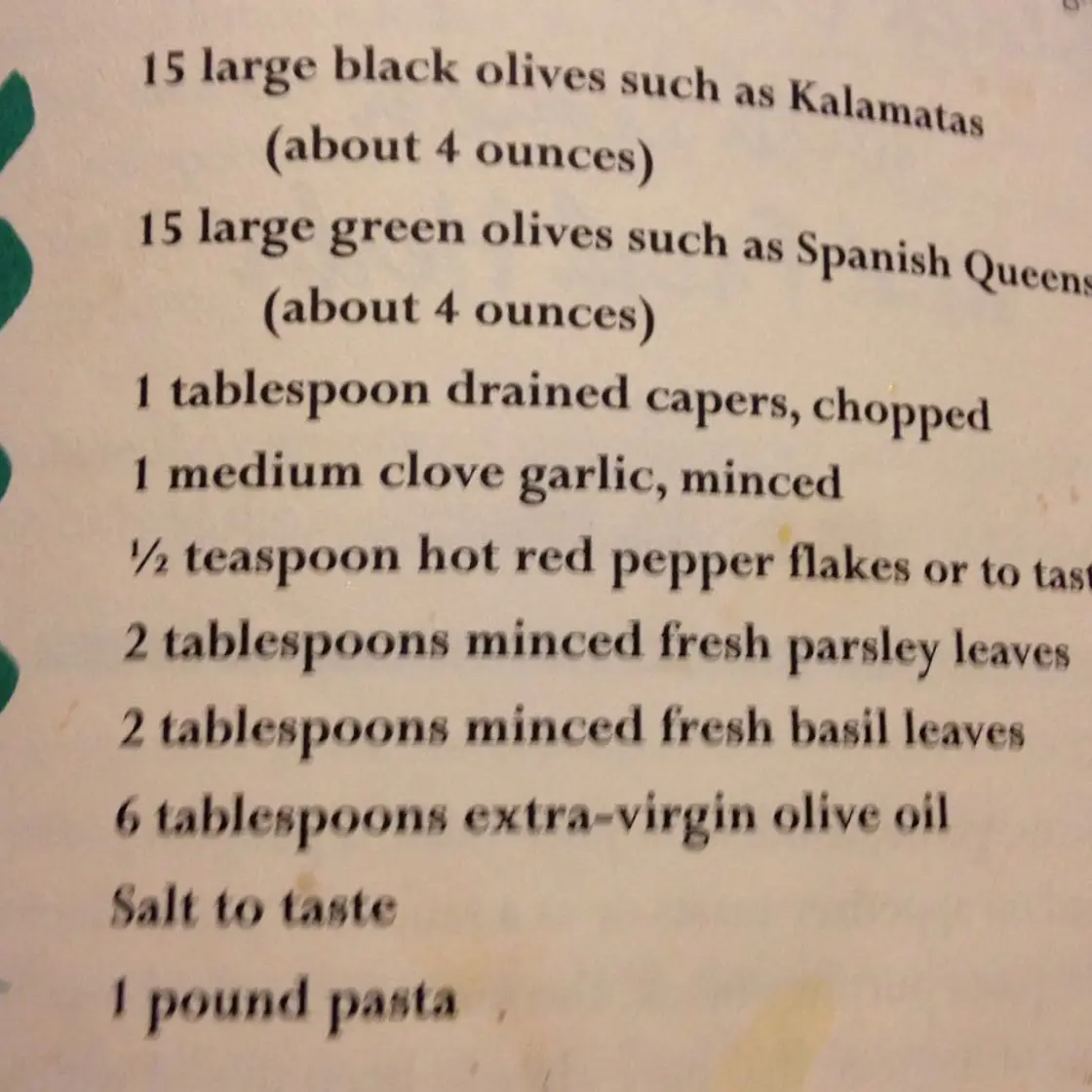 Cutway's Olive Pasta
