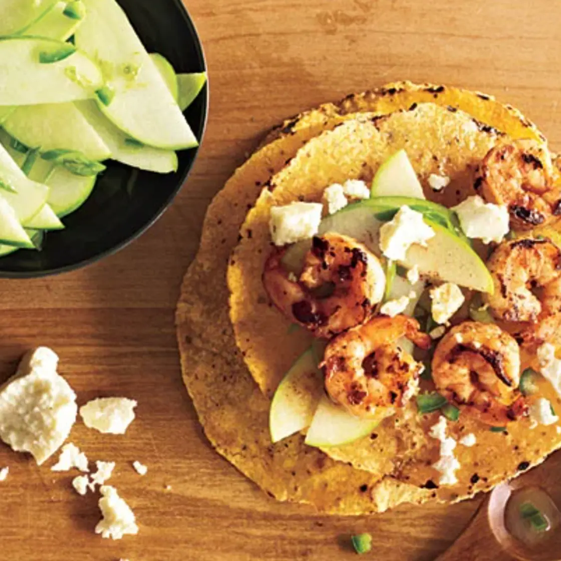Shrimp Tacos with Green Apple Salsa