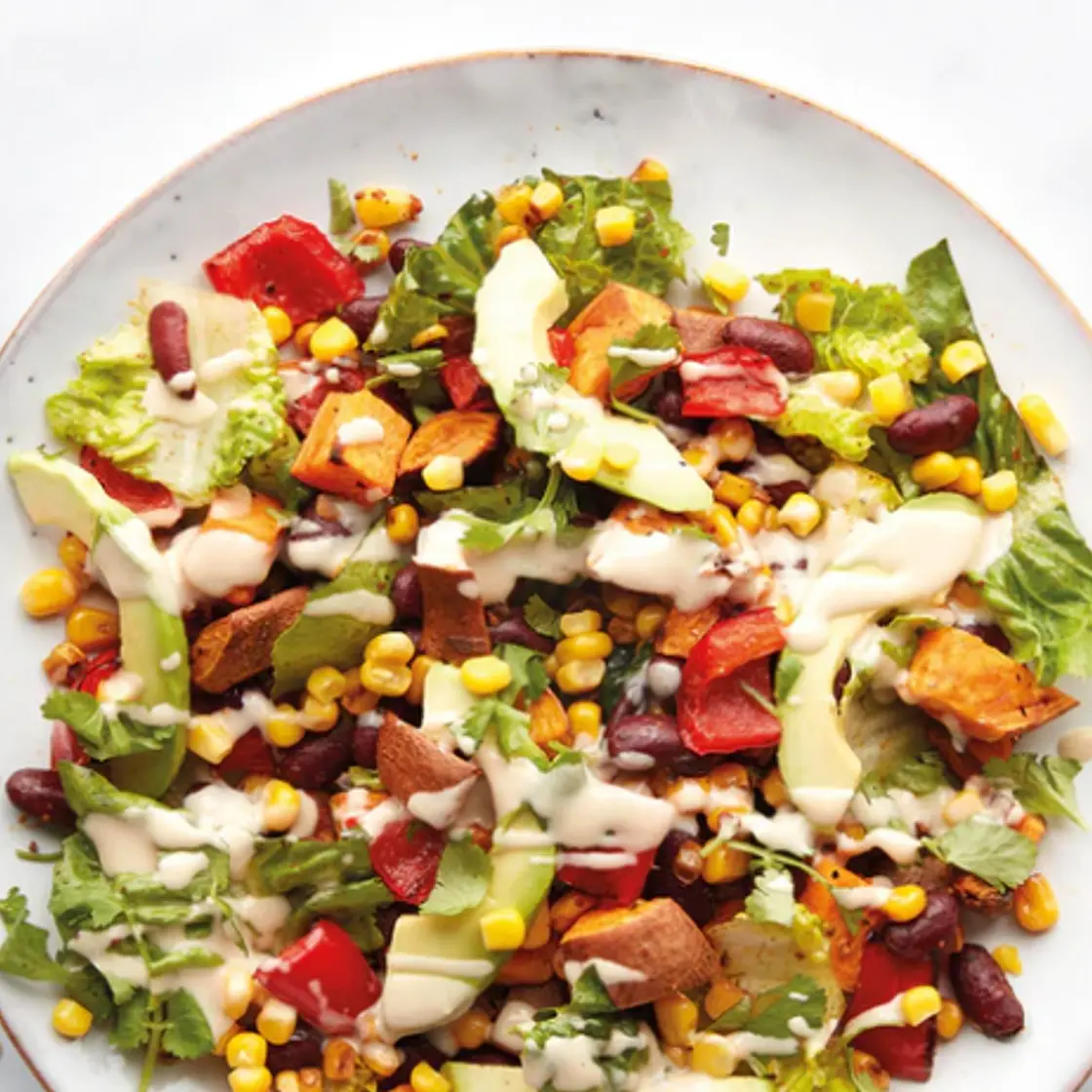 Roasted sweet potato, avocado & tahini drizzle