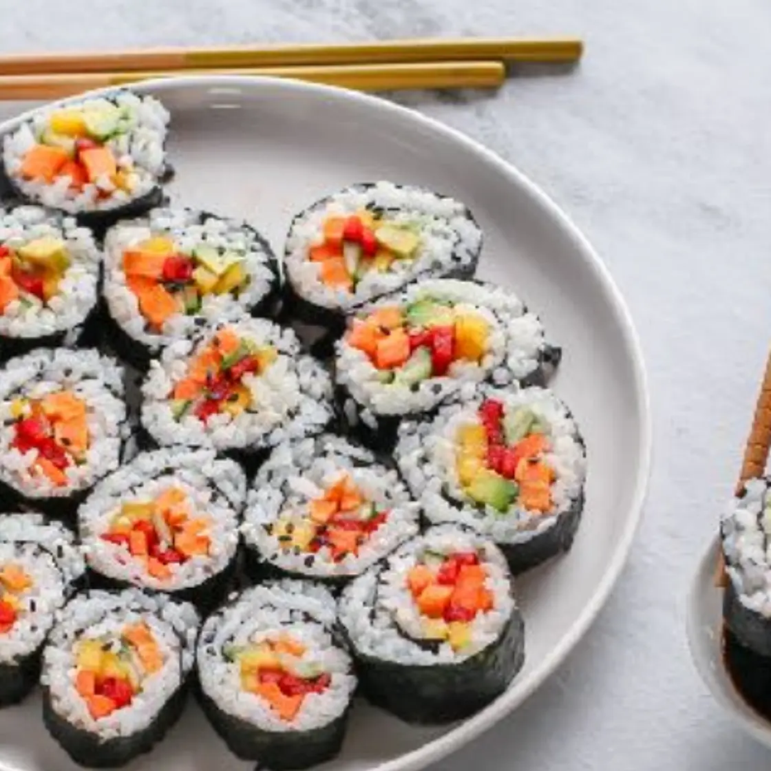 Rainbow sushi rolls