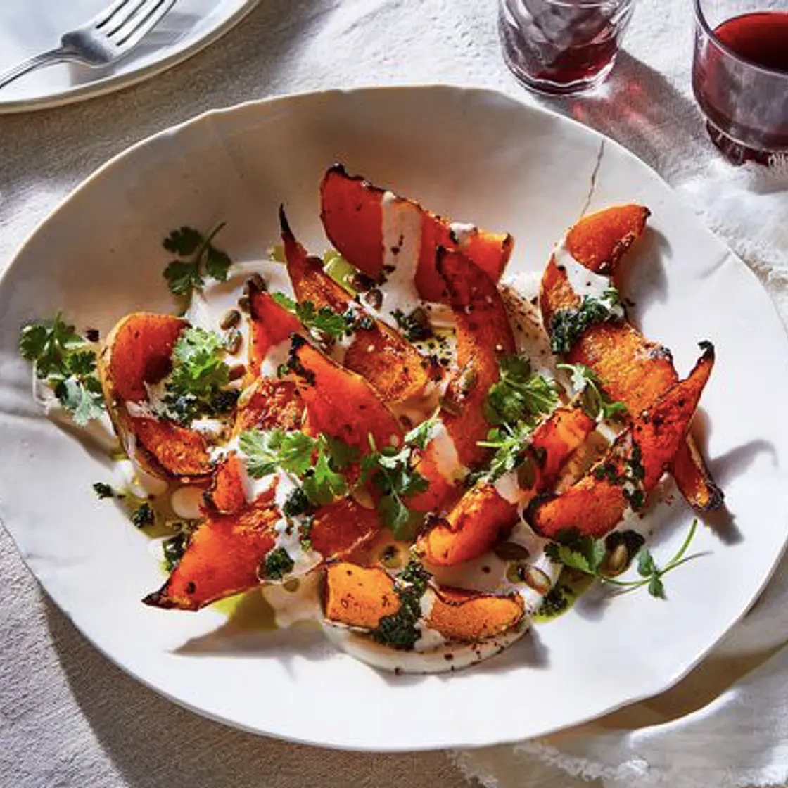 Squash With Chile Yogurt & Cilantro Sauce From Yotam Ottolenghi