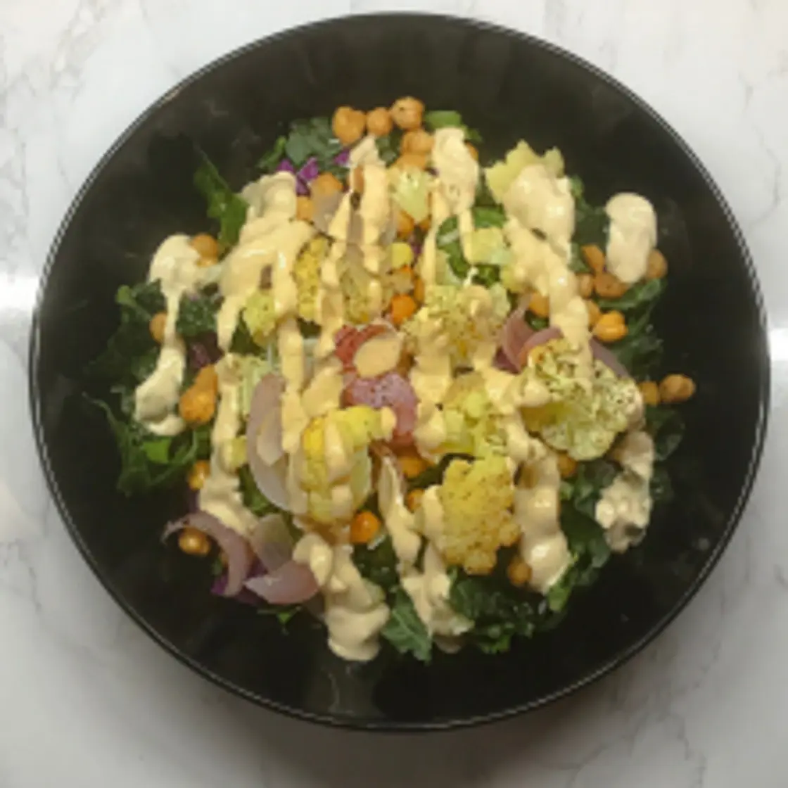 Roasted Cauliflower Salad and Tahini Dressing