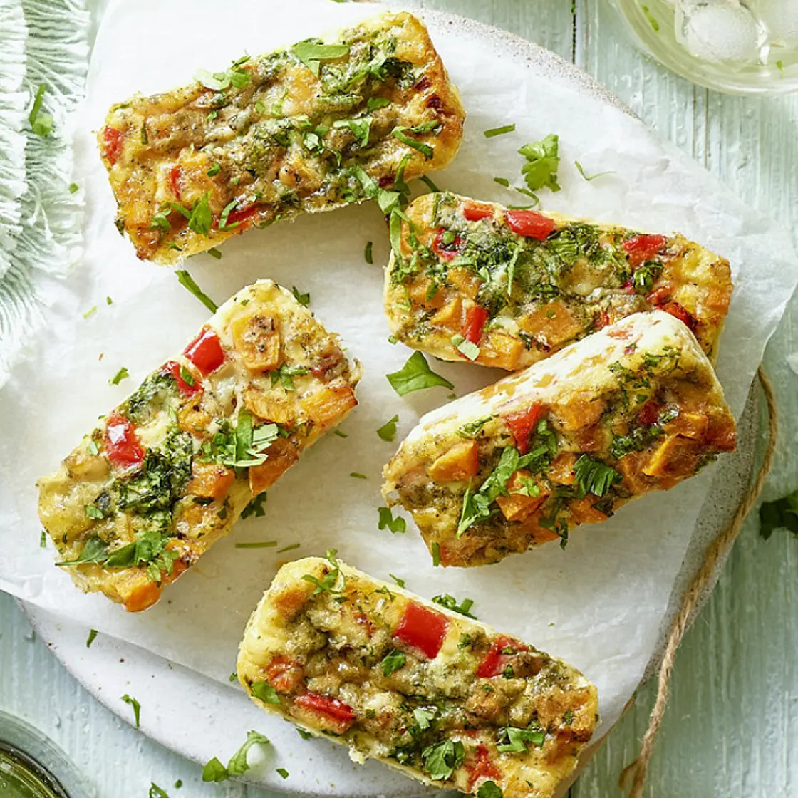 Sweet Potato, Pepper & cream cheese frittata
