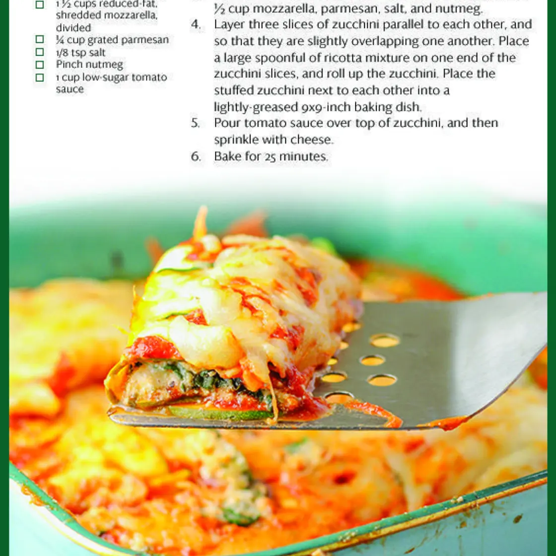 Zucchini spinach manicotti