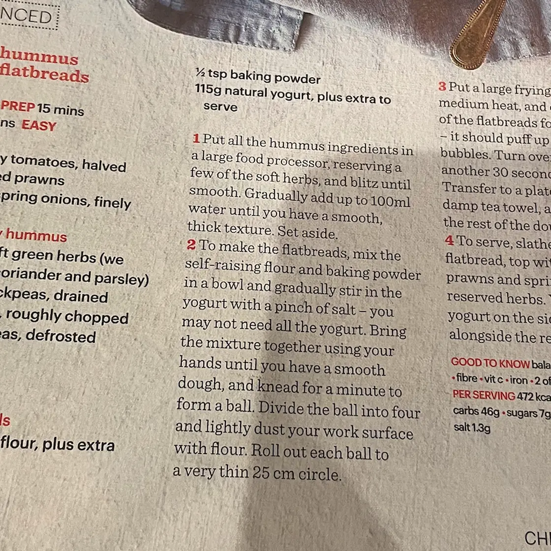 Herby Hummus Prawn Flatbreads