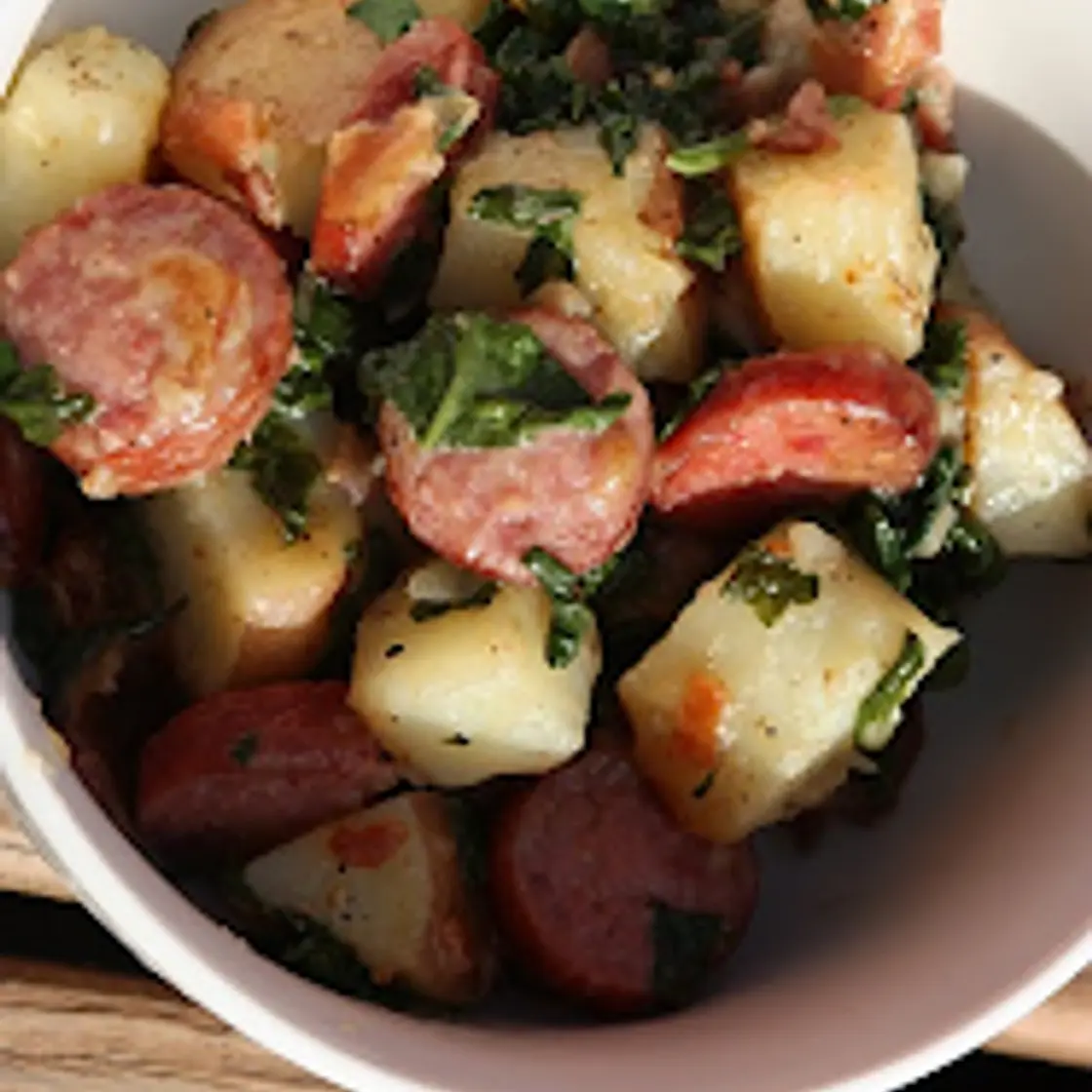 Potato Kielbasa Skillet with Brown Sugar and Thyme Dressing