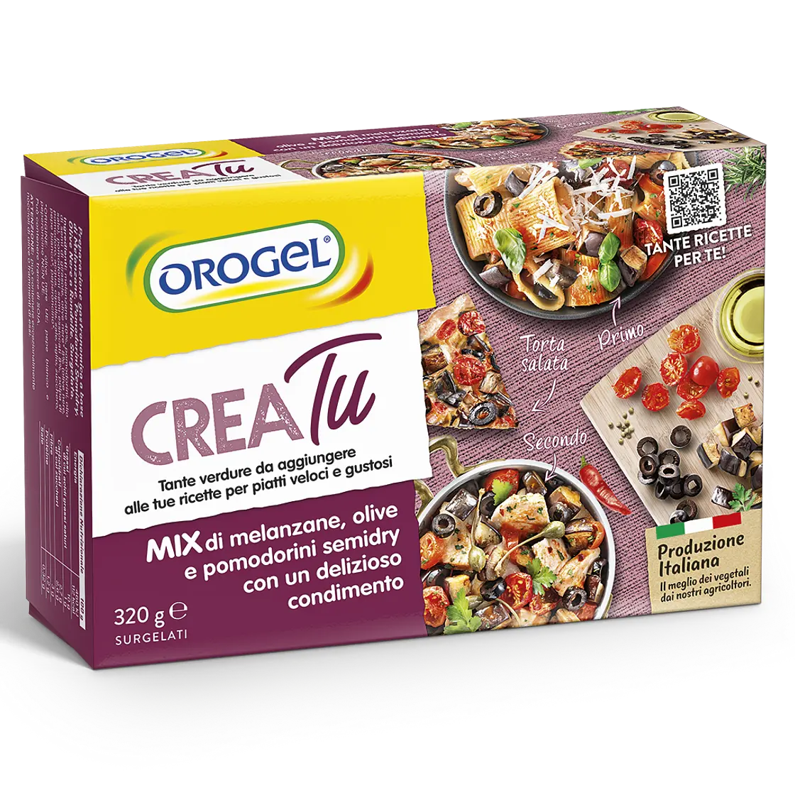 Pasta con Mix di Melanzane, Olive e Pomodorini semidry Orogel