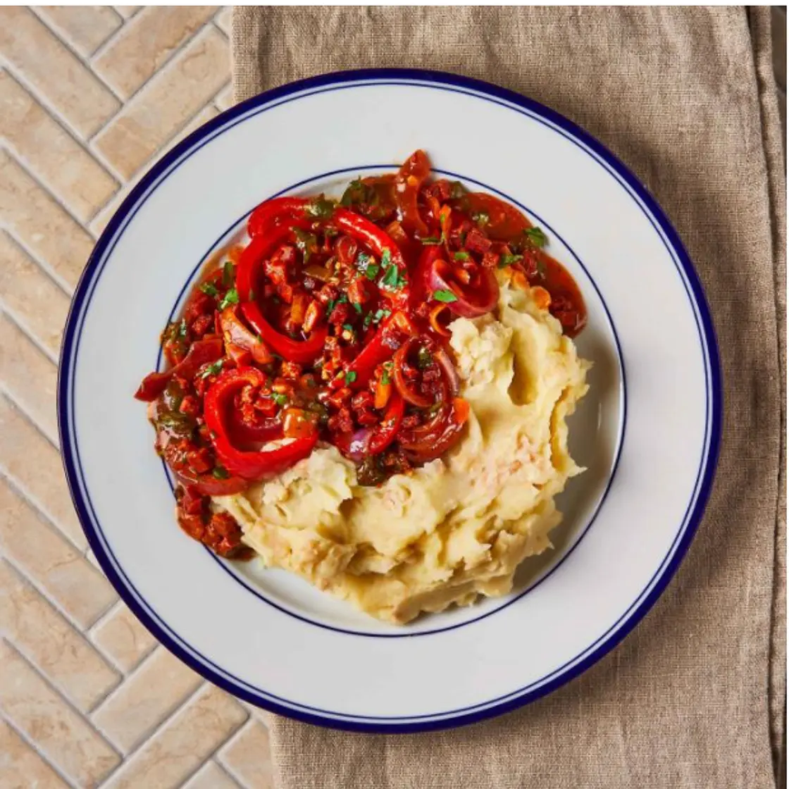 Spicy Harissa Chorizo Stew With Butter Bean Mash