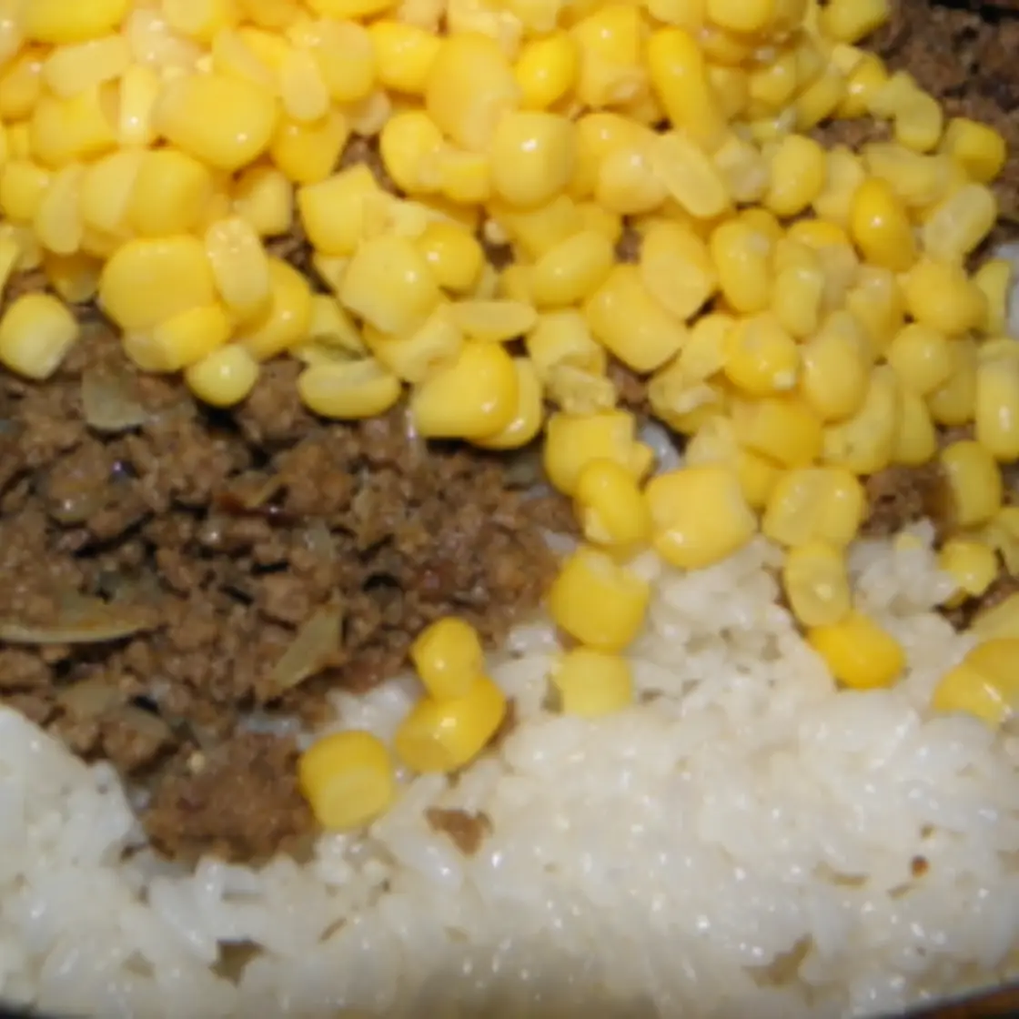 Hamburger, Rice and Corn