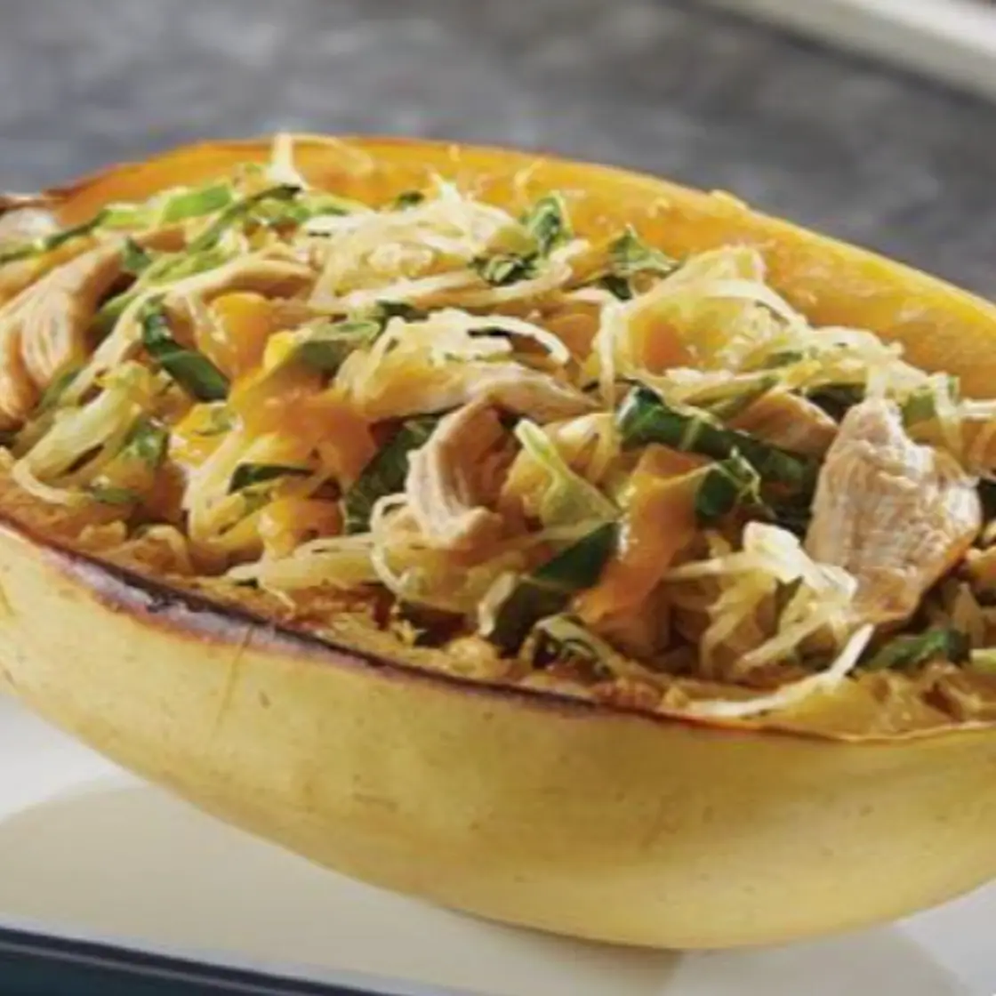 Buffalo Chicken Spaghetti Squash Boats
