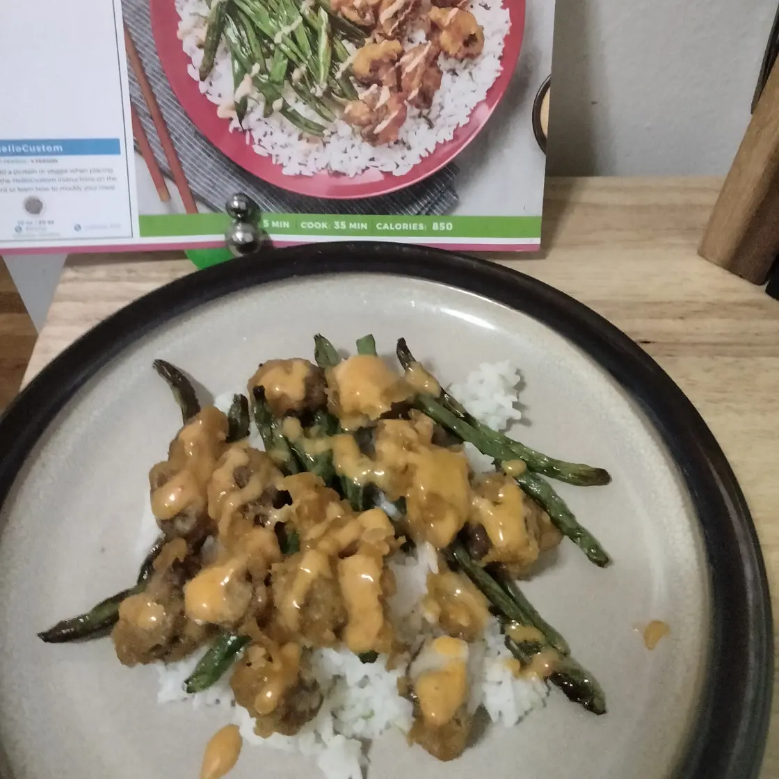 Dynamite Mushroom Tempura with Roasted Green Beans & Zesty Rice