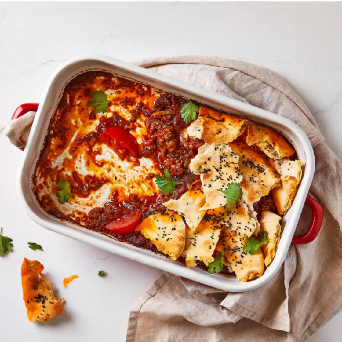 Simple Naan-Topped Lamb Rogan Josh Pie