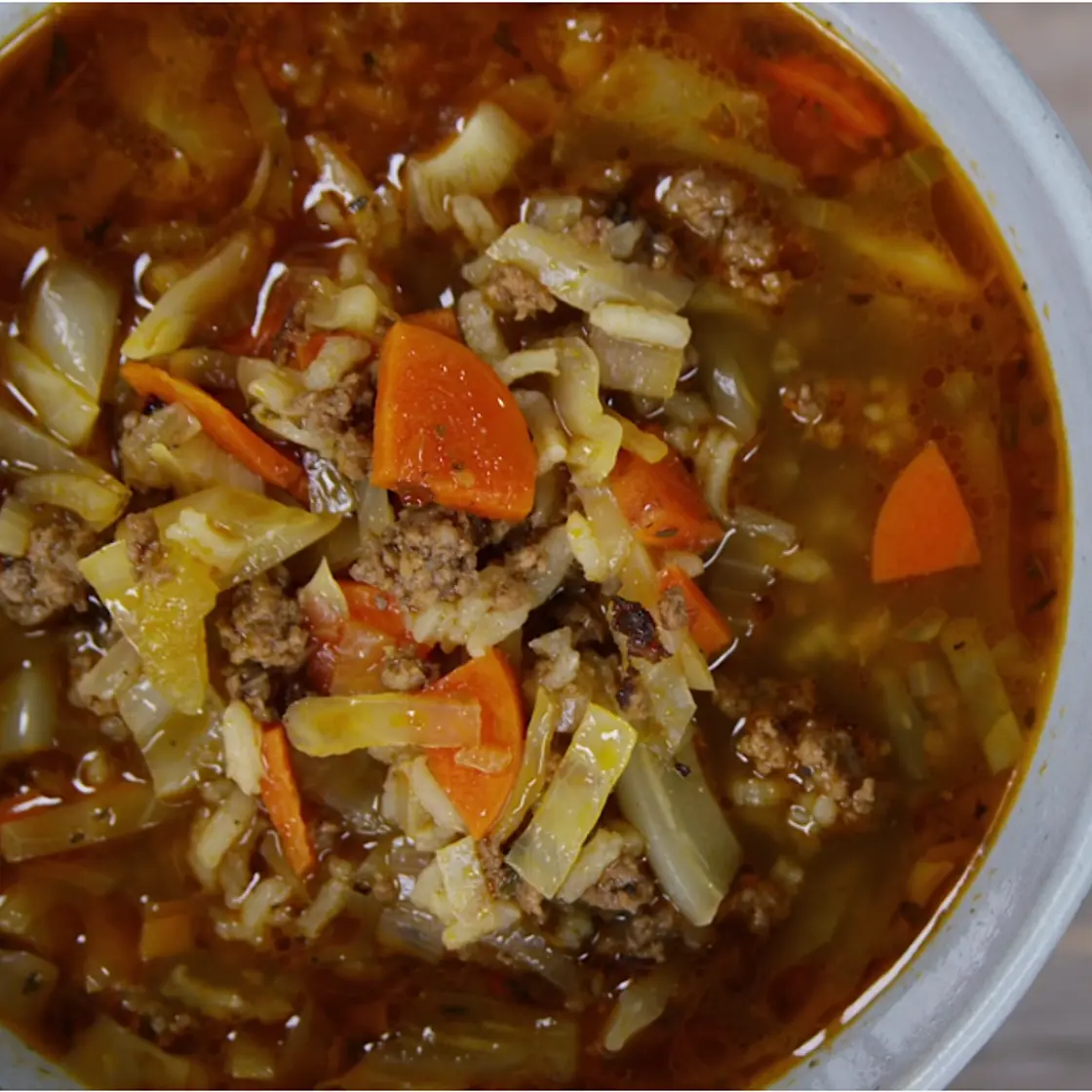 Cabbage and Ground Beef Soup