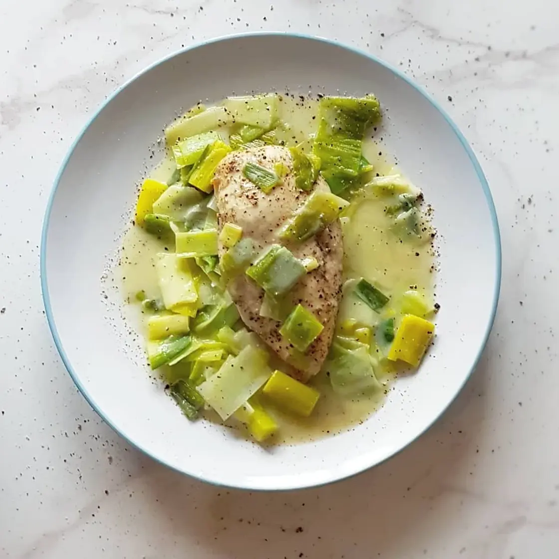 Chicken and Leeks in Blue Cheese Sauce
