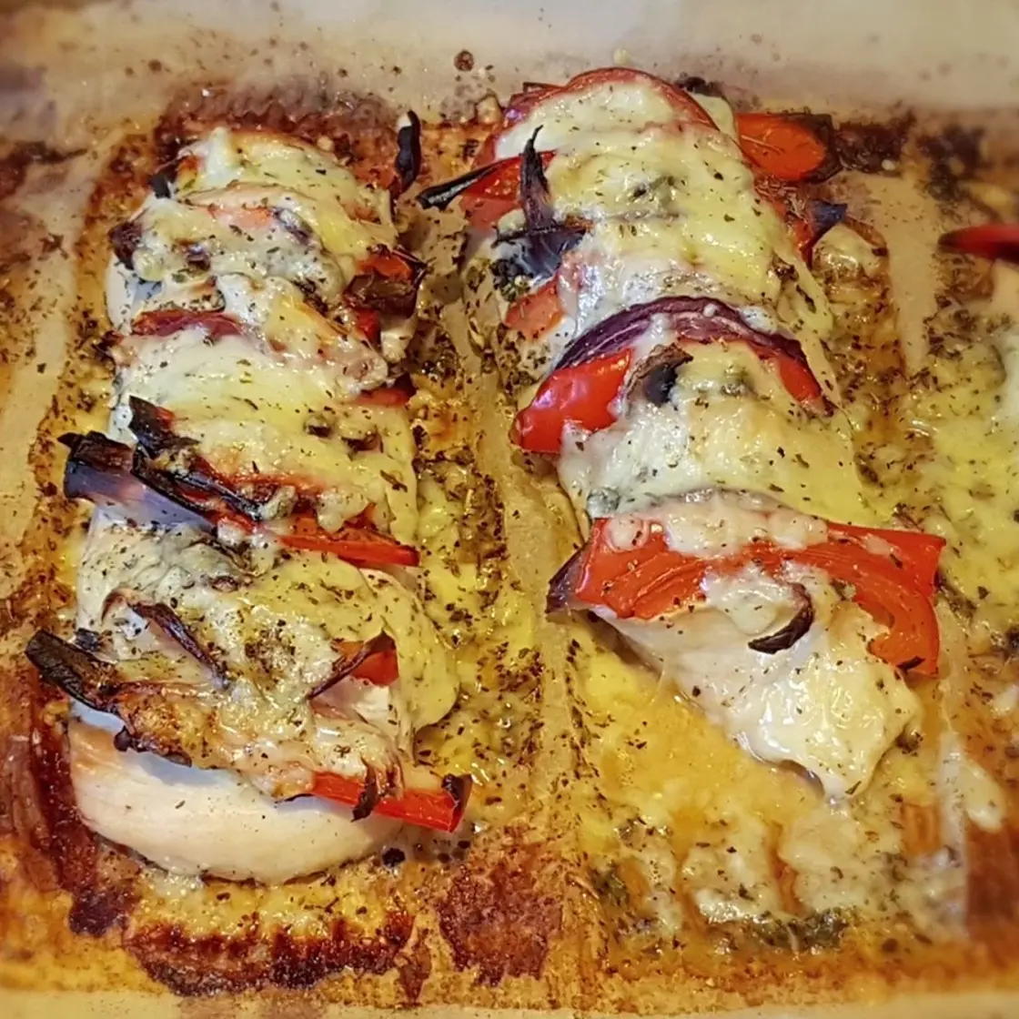 Pizza-stuffed Chicken