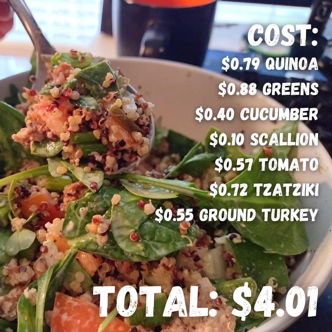 Four Dollar Greek Turkey & Quinoa Bowl