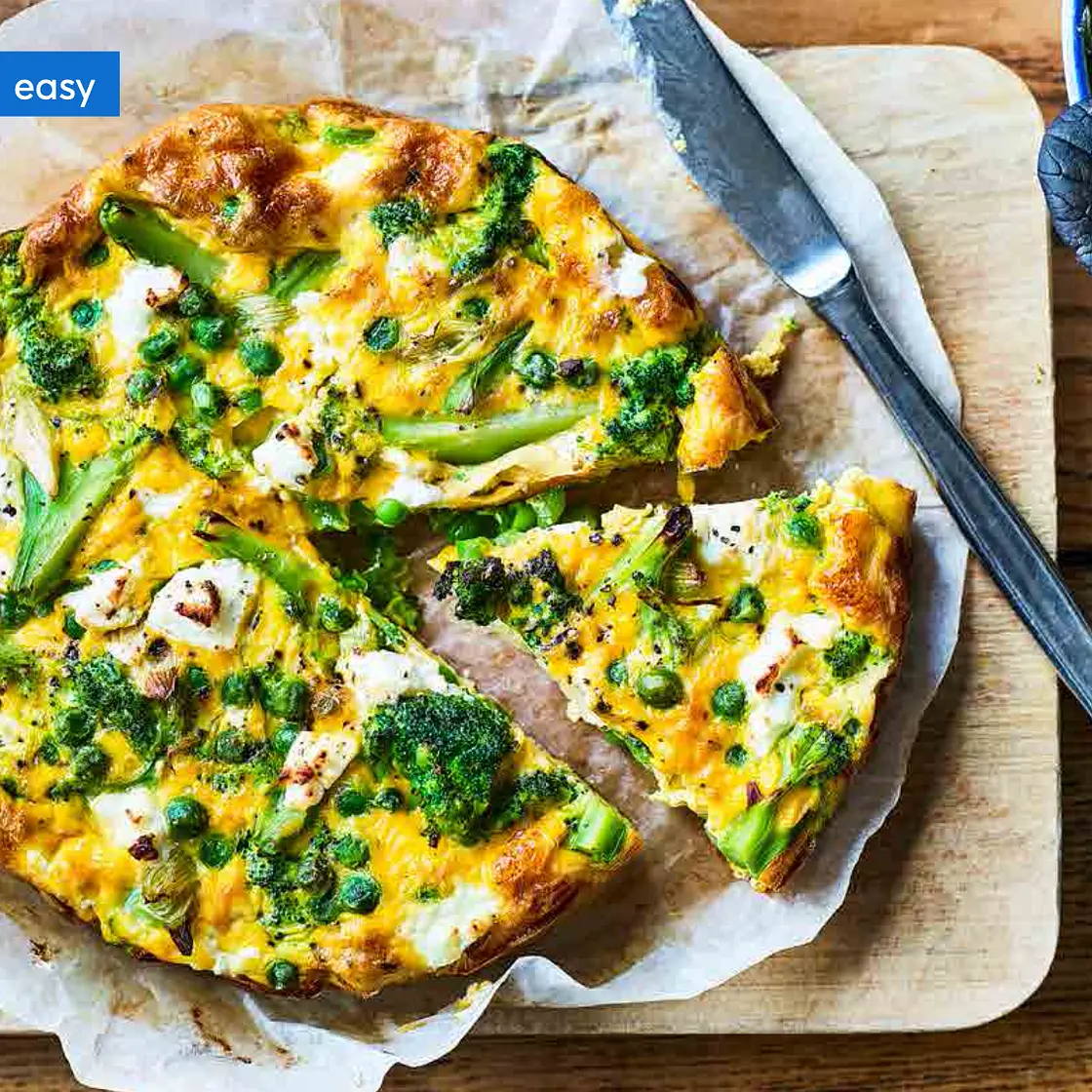 Broccoli and goat’s cheese crustless quiche