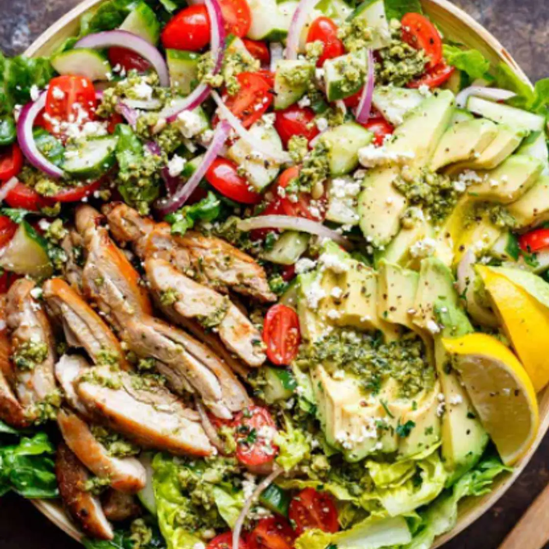Chicken Breast with Pesto and Mixed Greens