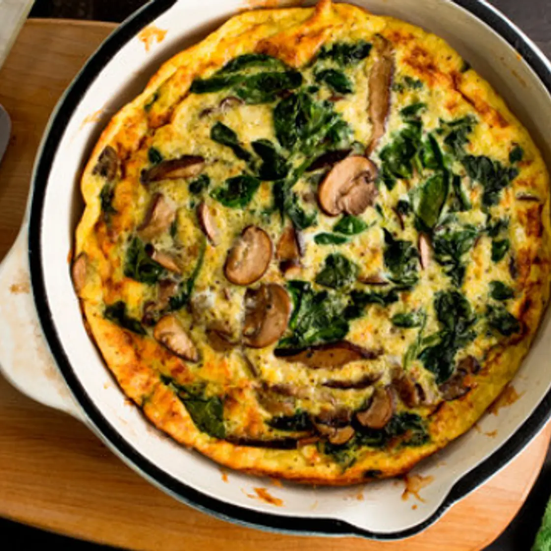Frittata with Spinach, Mushrooms, and Cheese