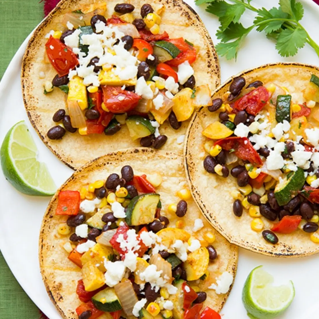 Veggie Tempeh Tacos with Refried Beans
