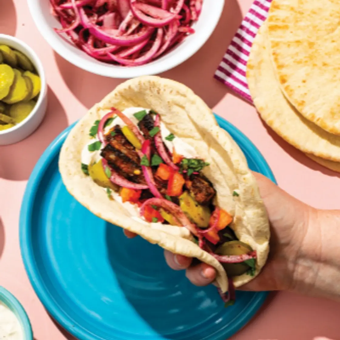 Shawarma-Spiced Tofu Wraps with Sumac Onions (More... p. 305)
