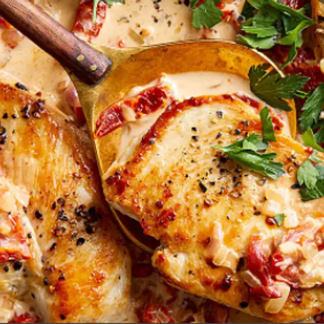 Sautéed Chicken Cutlets with Sun-Dried Tomato Sauce (Complete Med Test Kitchen p. 291)