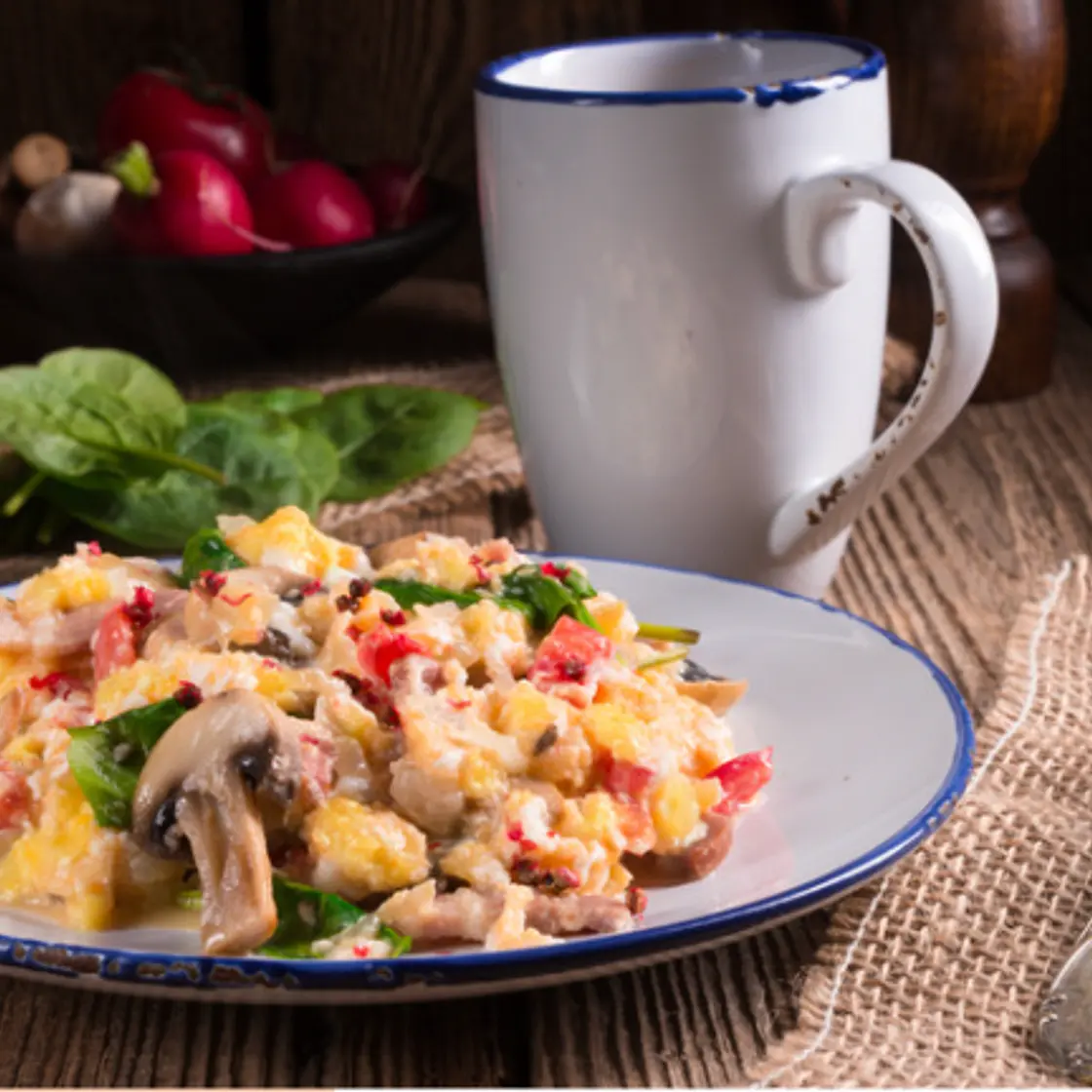 Veggie Scramble with Sweet Potato Hash