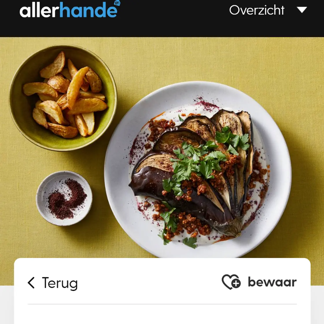 Aubergine waaier met sumakyoghurt