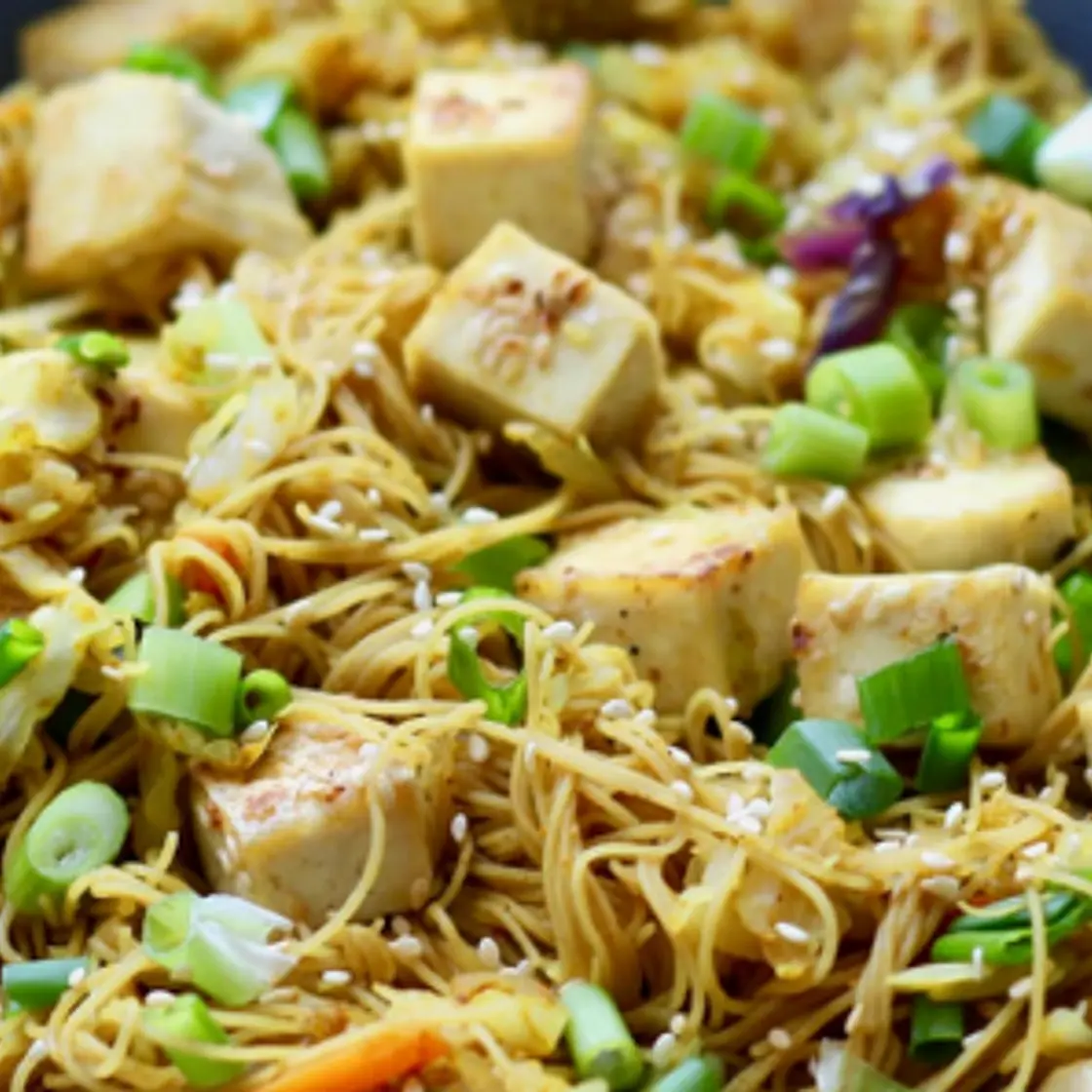 Singapore Noodles with Crispy Tofu