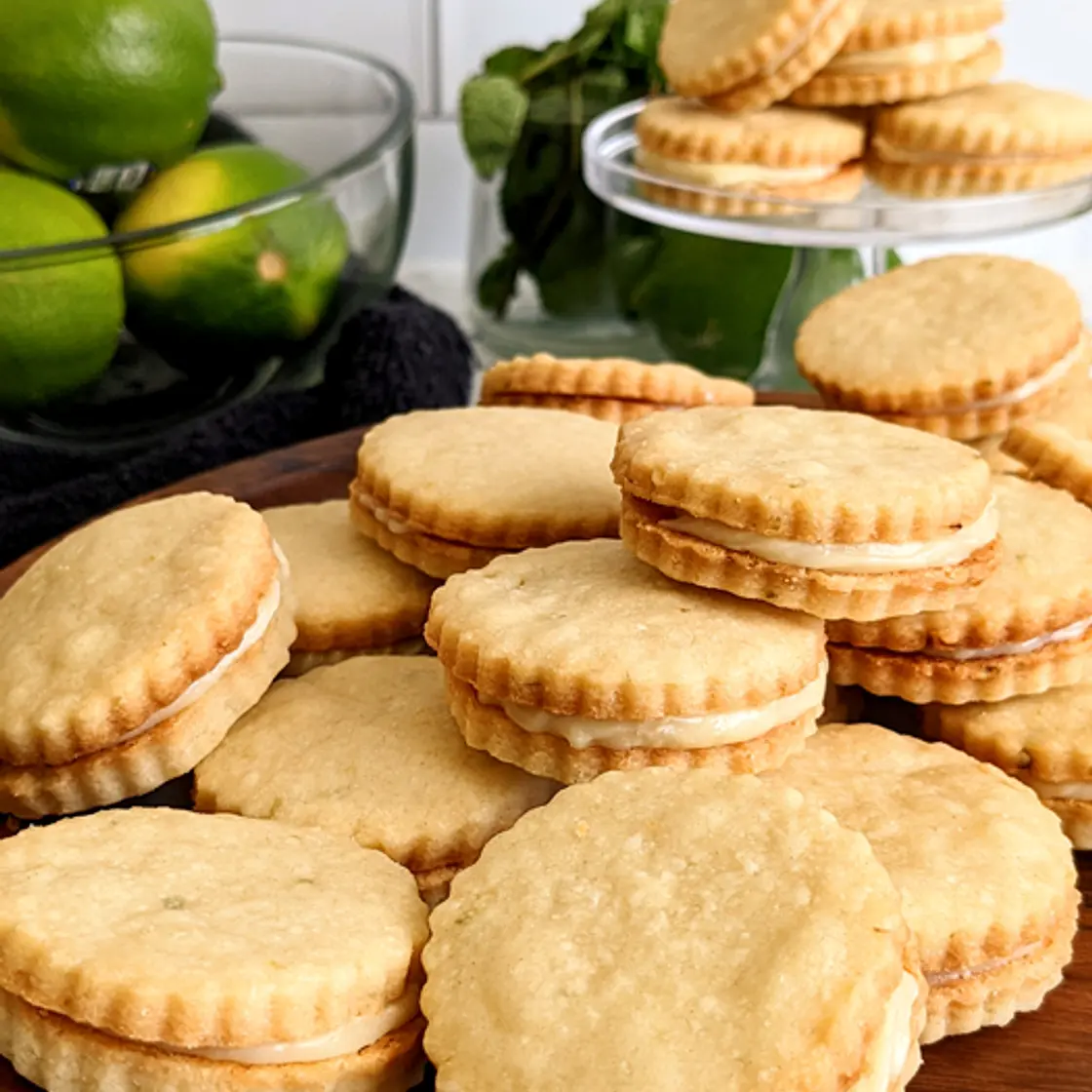 Lime white chocolate sandwich cookies