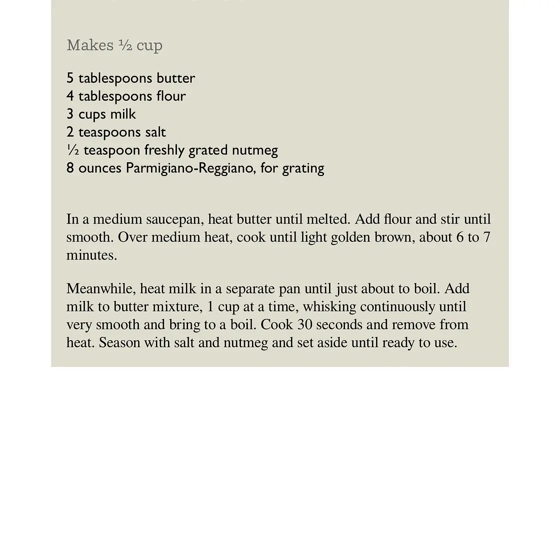 Bechamel Sauce