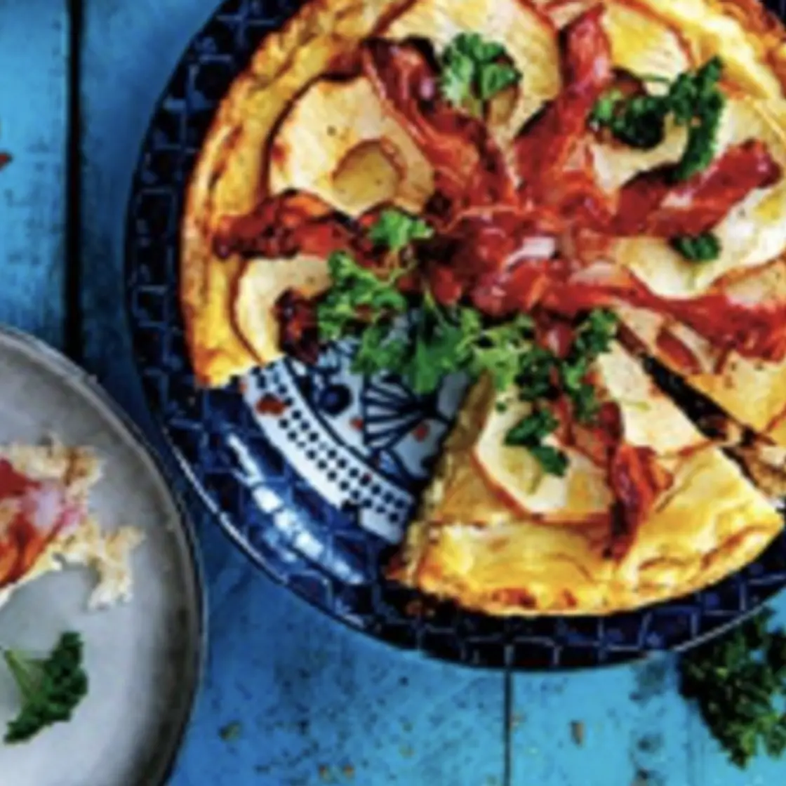 Quiche met zuurkool spek en appel