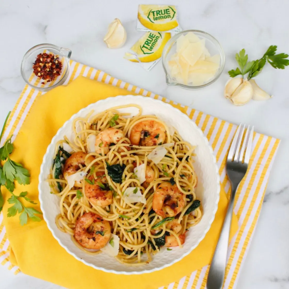 True Lemon Garlic Shrimp Pasta