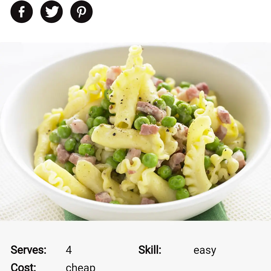 Pea and bacon pasta recipe