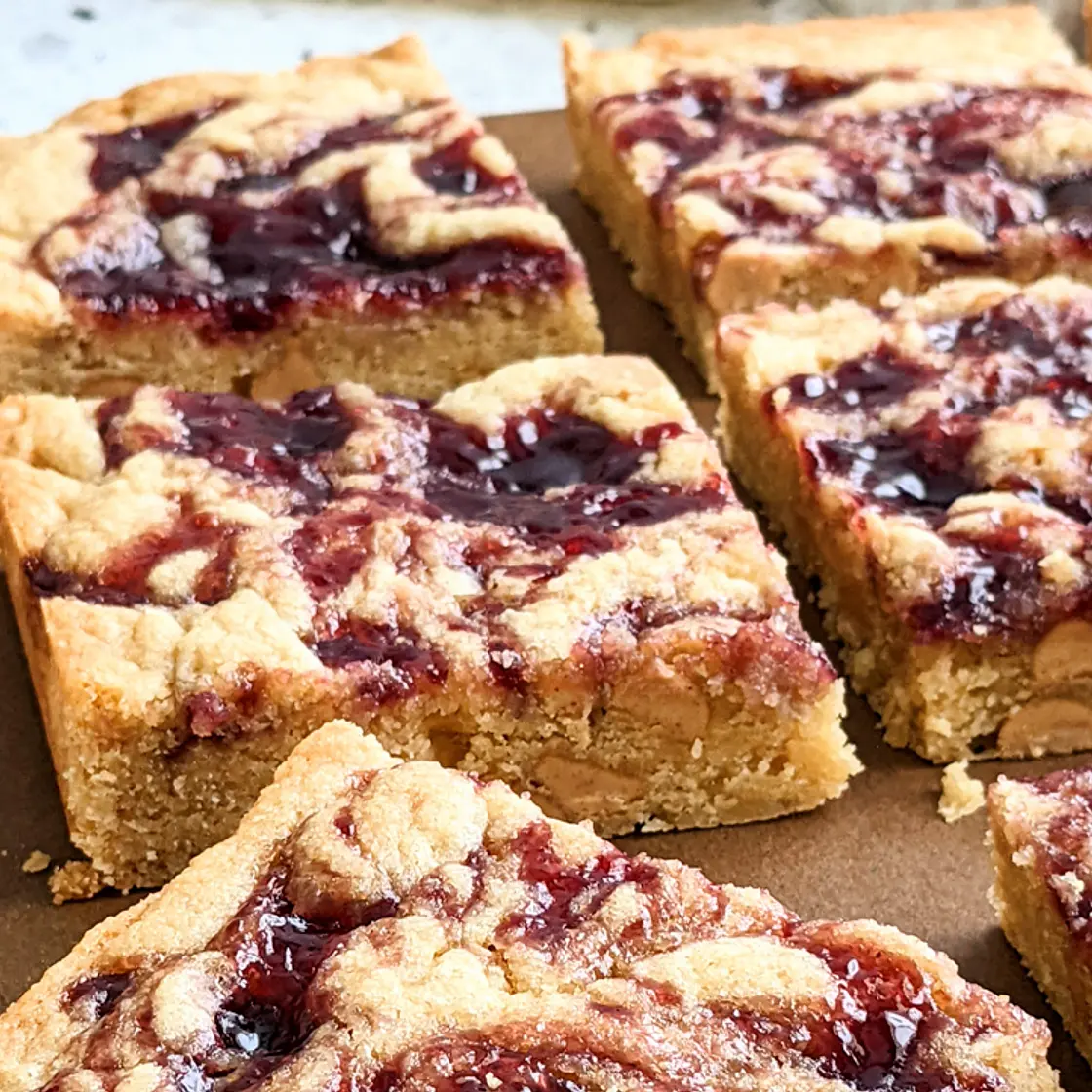 Peanut butter and jelly blondies