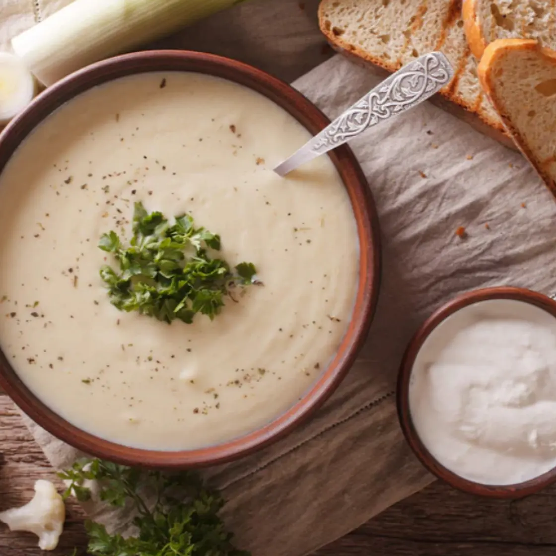 Cauliflower Soup with True Lemon Parsley Cream