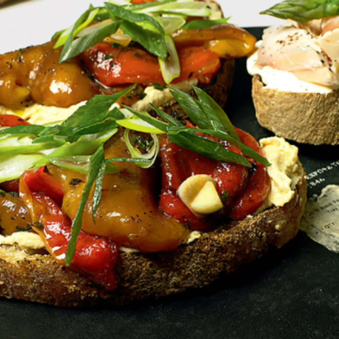 Roasted pepper and cannellini bruschetta