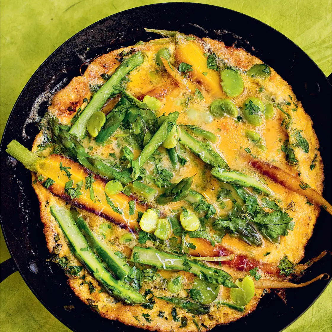 ASPARAGUS, BROAD BEANS, EGGS