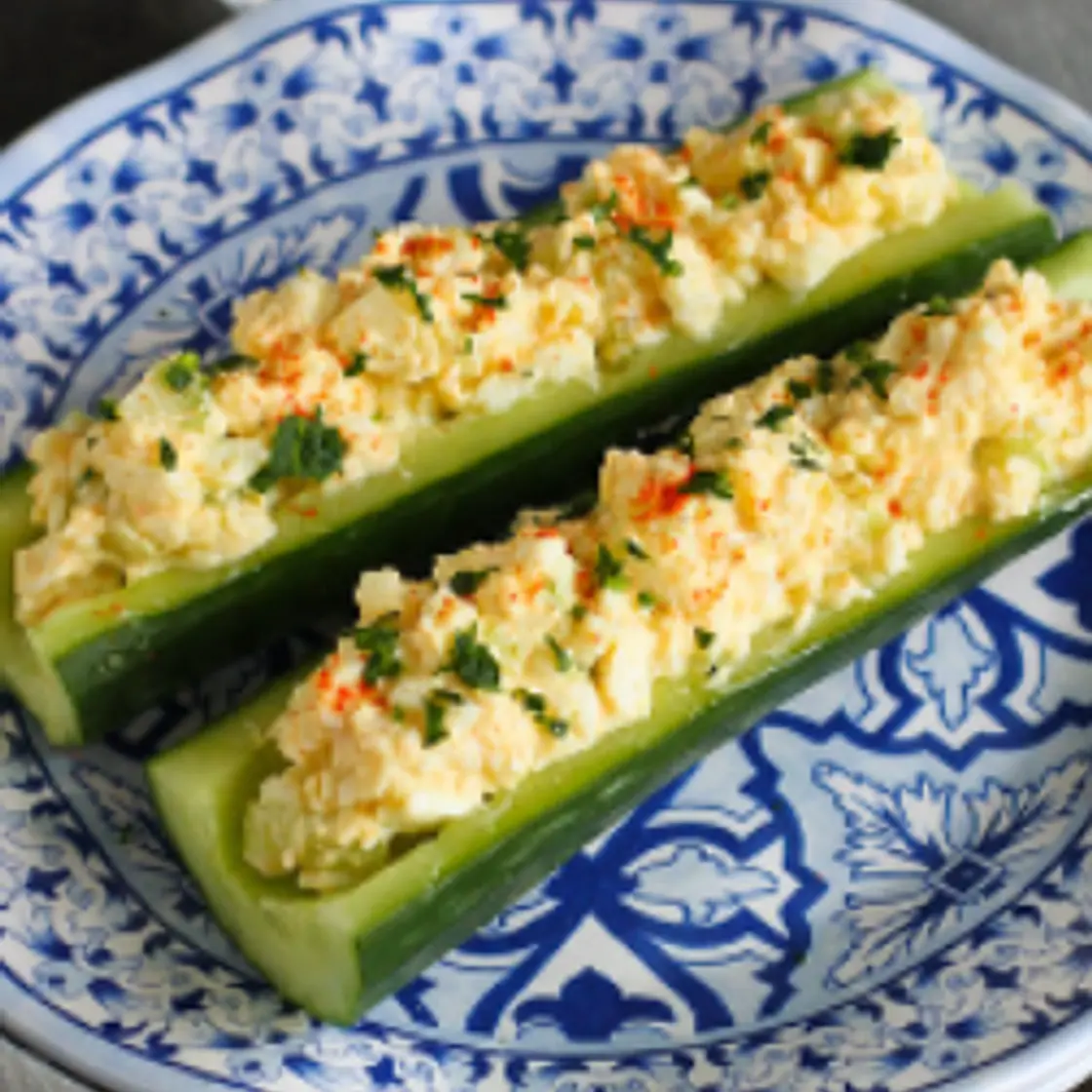 The Keto Guide - Egg Salad Cucumber Boats
