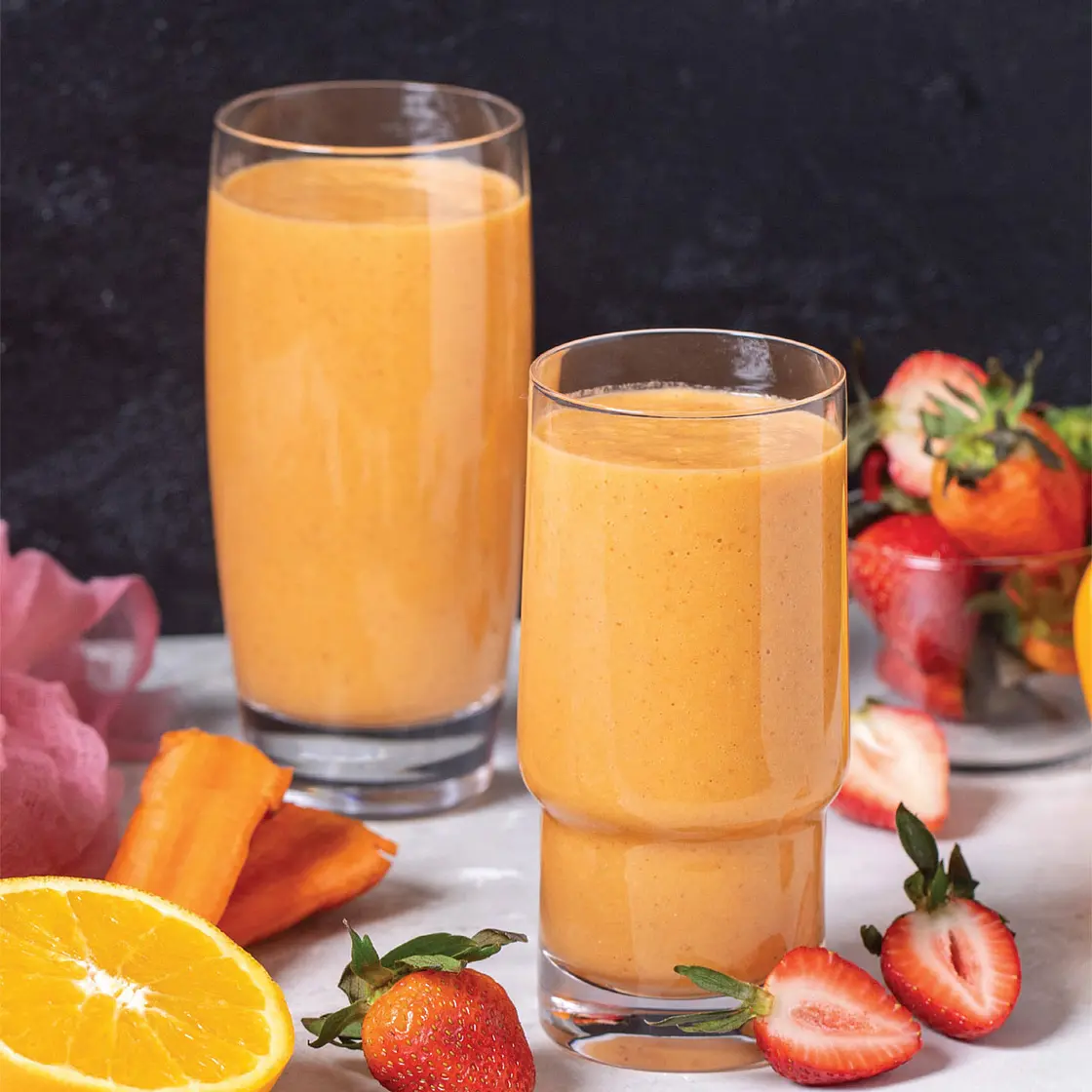 Sunrise Smoothie
(CARROT, STRAWBERRY & ORANGE)