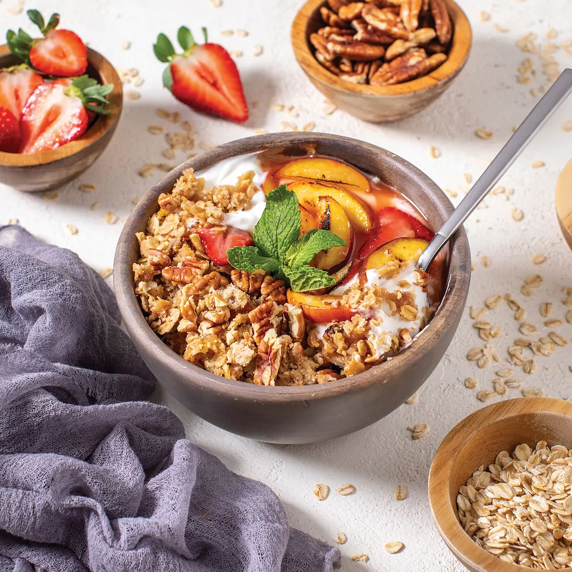 Dairy-Free Strawberry- Peach Crisp
YOGURT BOWL
