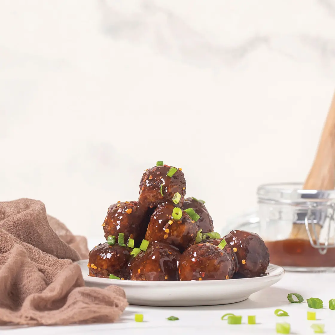 Spicy Vegan
JERK BBQ MEATBALLS